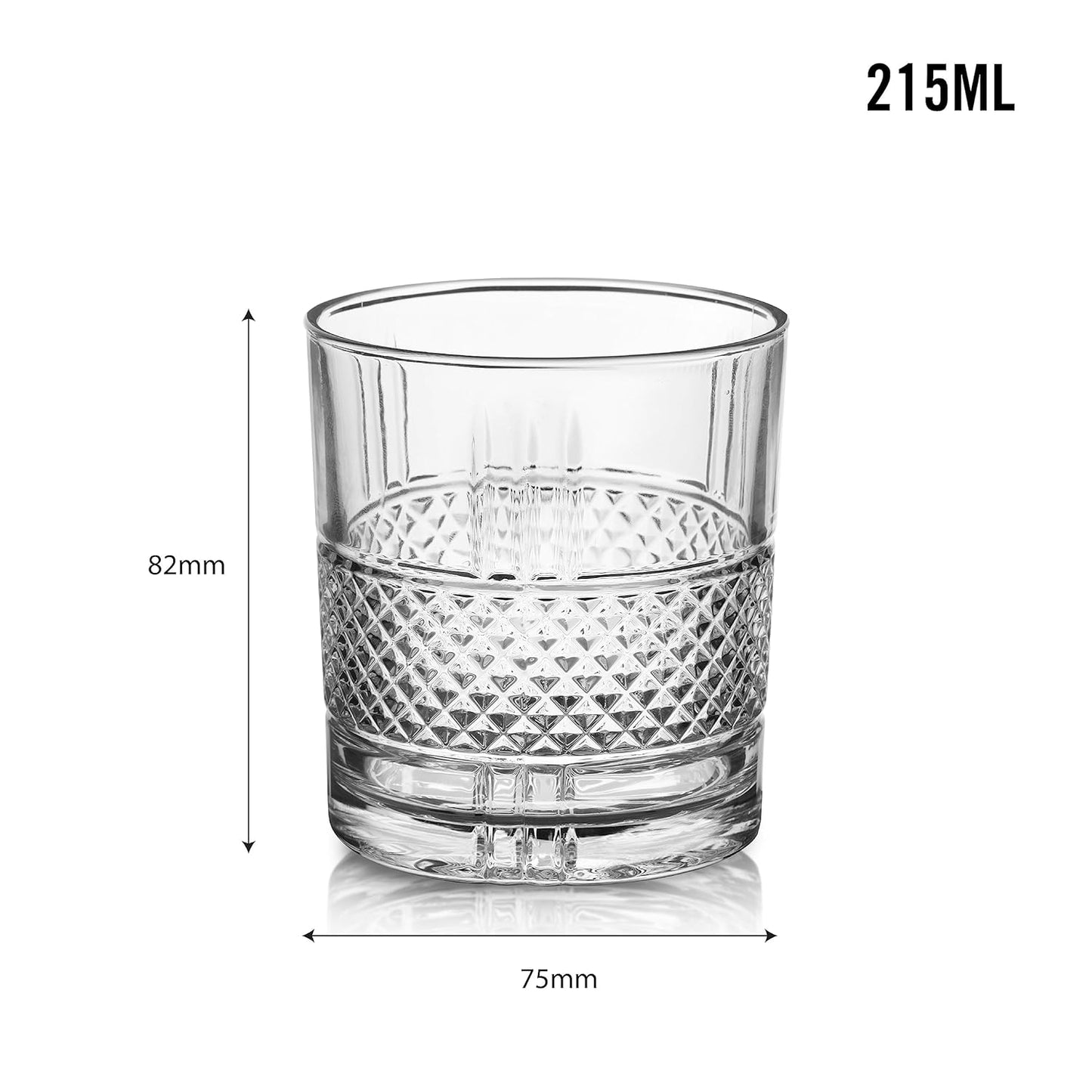 CELLO Brilliant Glass Tumblers | Set of 6 | 215ml | Clear