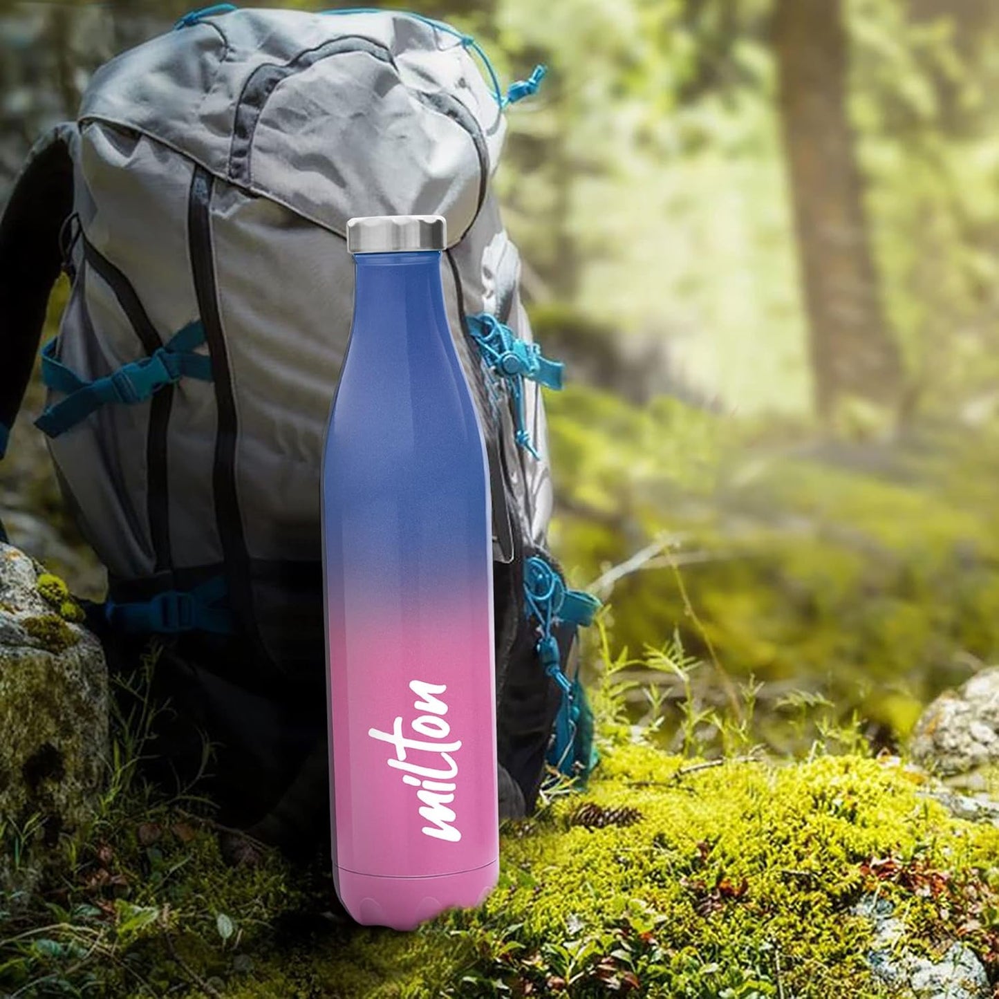 MILTON Prudent 800 Thermosteel Bottle, 810 ml Water Bottles, 24 Hours Hot and Cold, Easy to Carry, Easy Grip, Rust Proof, Tea, Coffee, Office, Travel Bottle, Pink Blue
