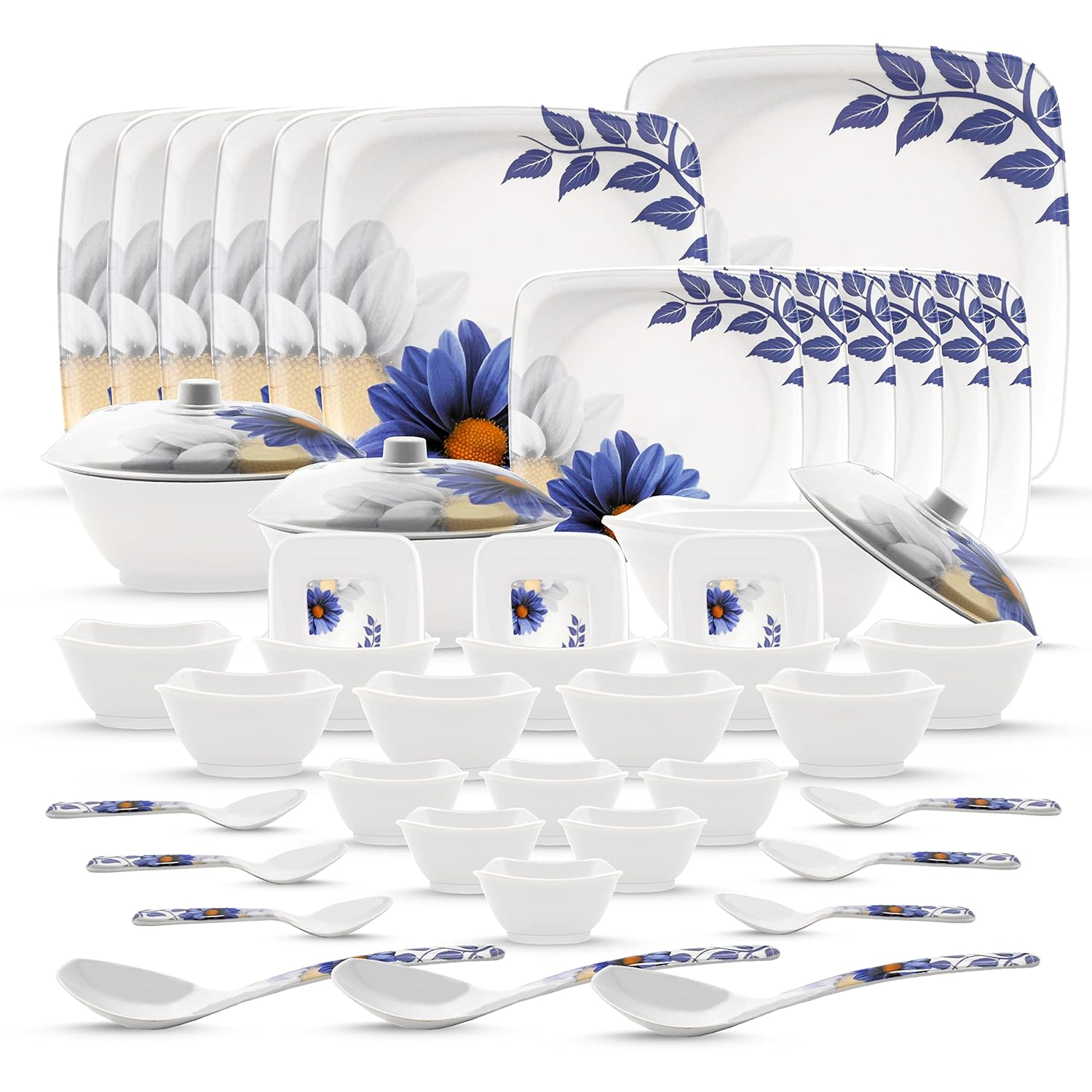 Buy City Gold Melamin 46pcs Square Shape Flower Printed Dinner Set 46pcs Atoz Home Appliance