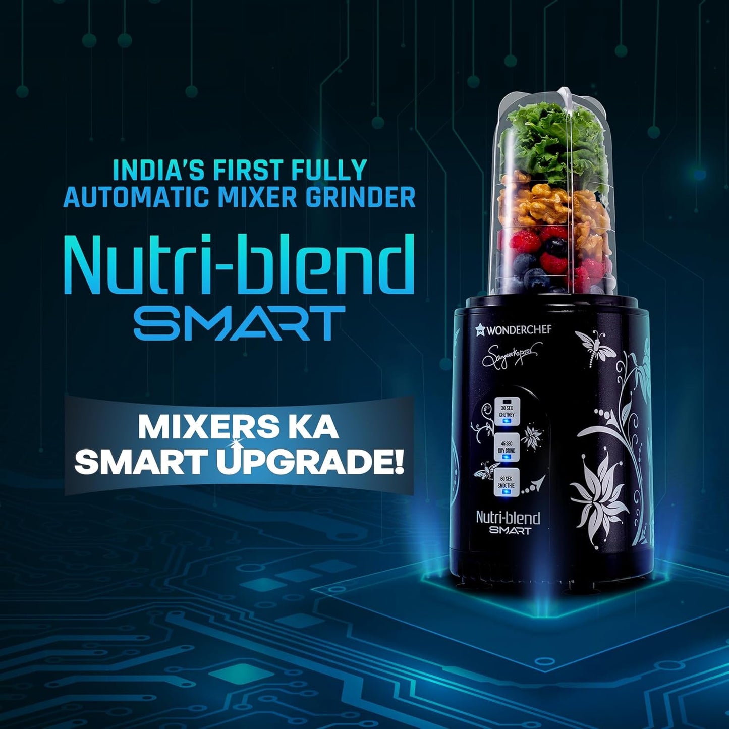 Wonderchef Nutri-blend Mixer, Grinder & Blender | Powerful 400W 22000 RPM 100% Full Copper Motor |Stainless Steel Blades |2 Unbreakable Jars |2 Years Warranty |Recipe book by Chef Sanjeev Kapoor