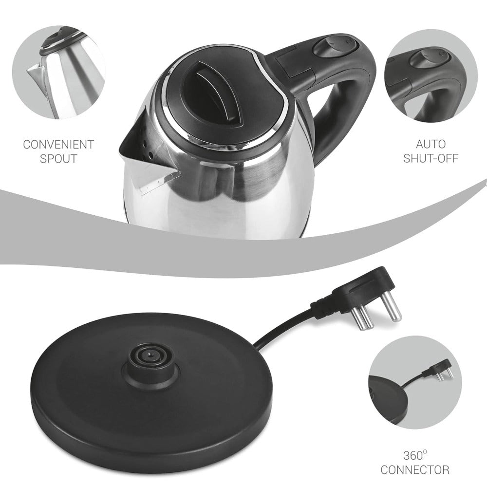 Milton Insta 1.5L Electric Kettle – Stainless Steel Body, 1500W Fast Boil, Auto Shut-Off, 360° Swivel Base