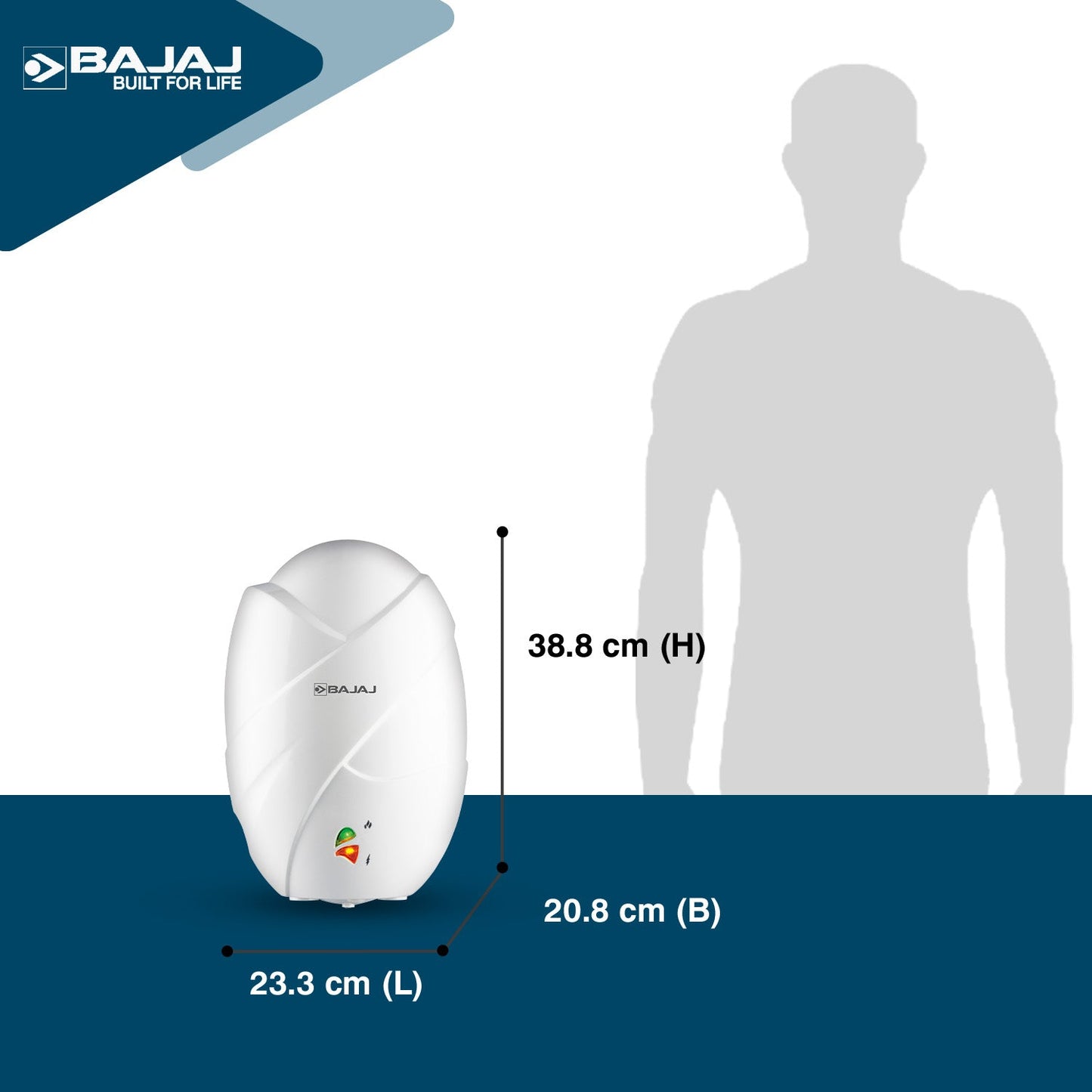 Bajaj Shield Series Splendora Plus 3L 3KW Vertical Instant Water Heater For Home | Geyser For Bathroom & Kitchen | High Grade SS Tank | Copper Heating Element | 4-Yr Product 6-Yr Element 5-Yr Tank Warranty 【White】