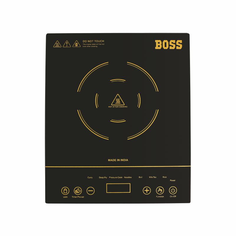 BOSS Chefmax 1800 Watts Induction Cooktop, Menu Option, Soft Touch Button, Temperature Adjustment, Black
