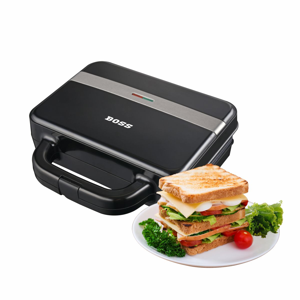 BOSS SuperSub Griller B545 | 1000-Watt Grill Deep Sandwich Maker | Non-Stick Coated Plates for Easy-to-Clean | Upright Compact Storage | Buckle Clips Lock | 2 Yr Warranty | Black