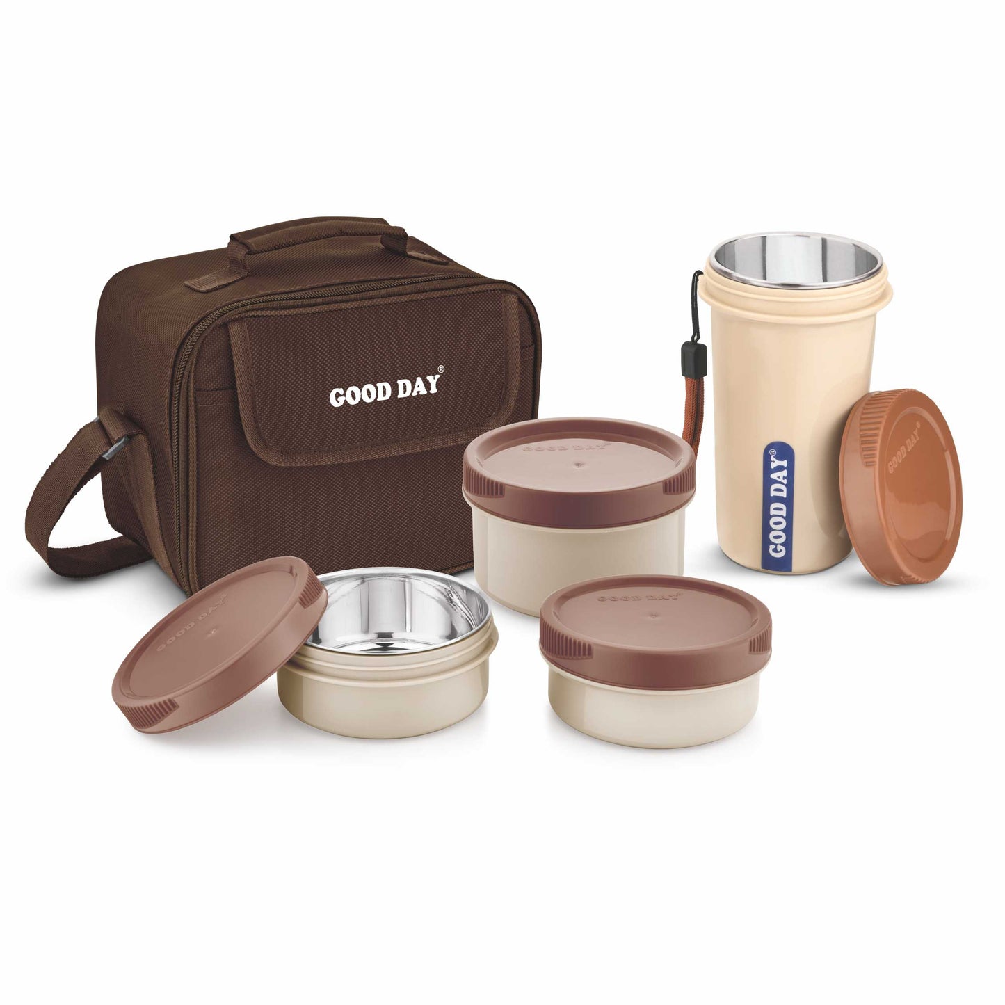 Good Day Easy Meal Combo Steel Lunch Box (Brown)