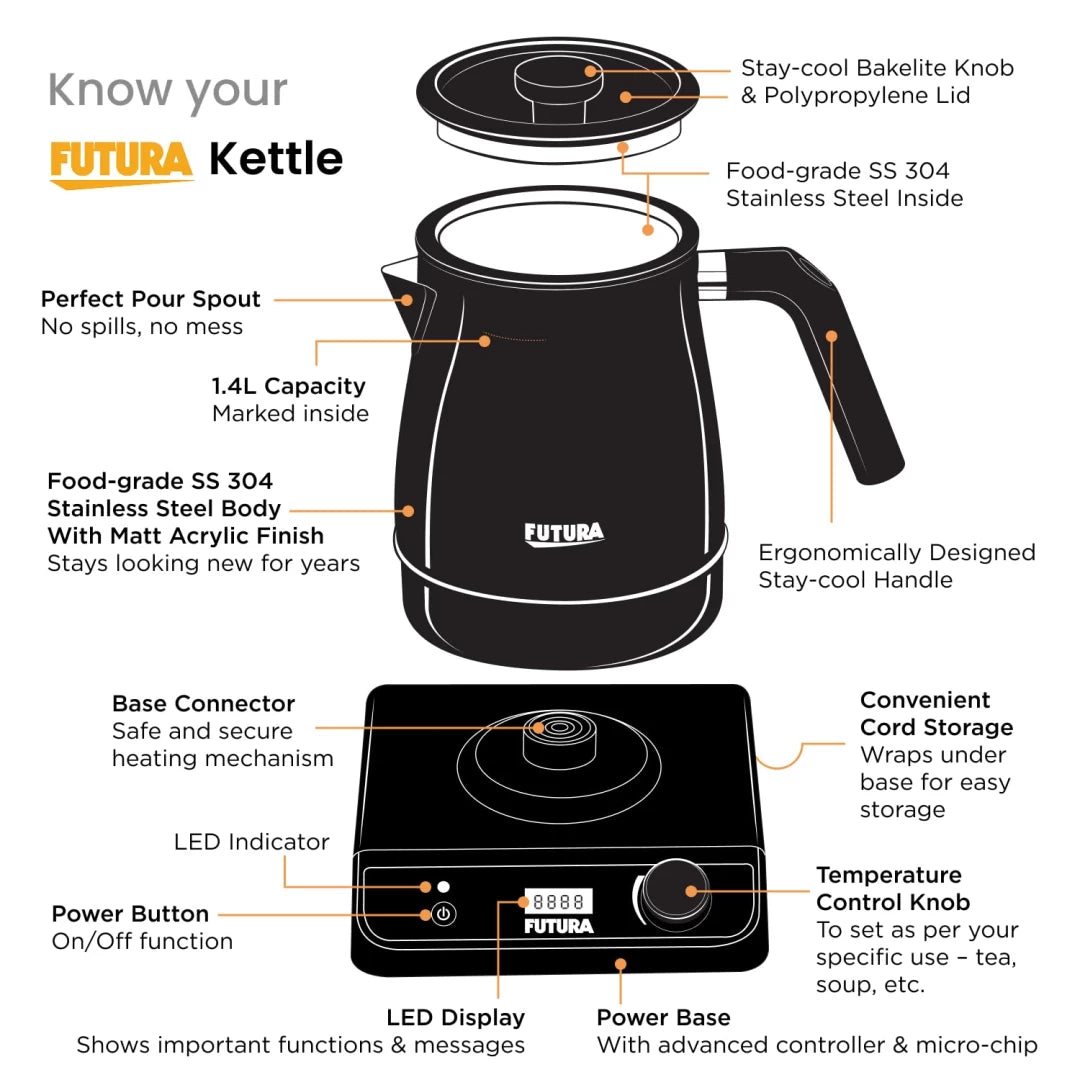 Futura 1.4 Litre Electronic Smart Kettle FKTA1