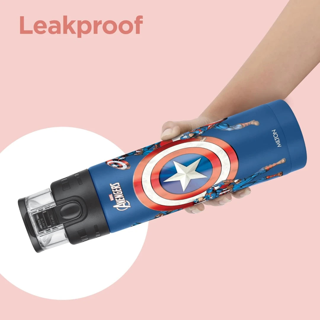 Milton Marvel Mighty 900 Thermosteel ISI Certified Water Bottle, 750 ml Stainless Steel,Long Hours Hot and Cold, Leak Proof, Vacuum Insulation, for Office, School, Gym, Blue Captain America