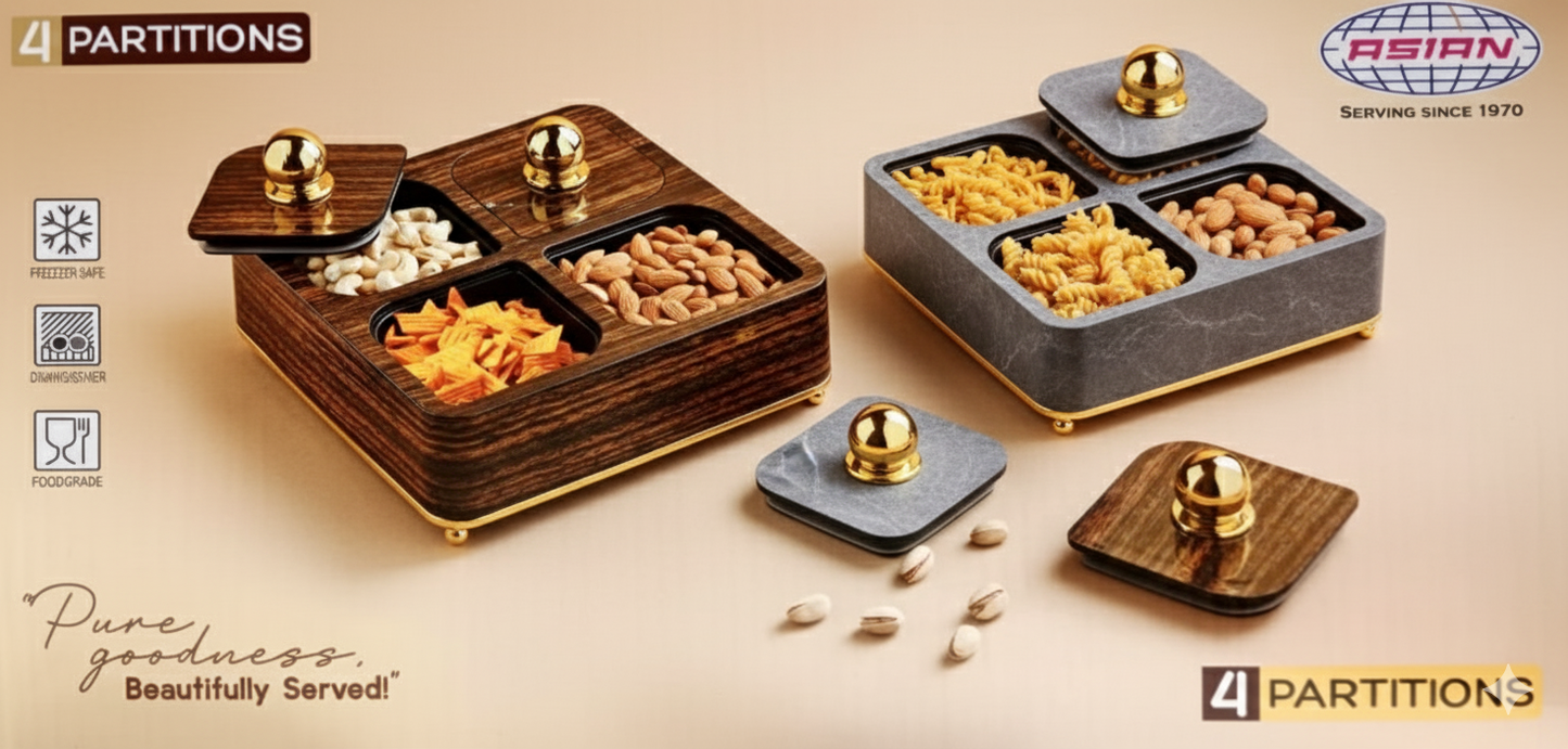 Asian Pearl 4-Piece Multipurpose Dry Fruit & Snack Box