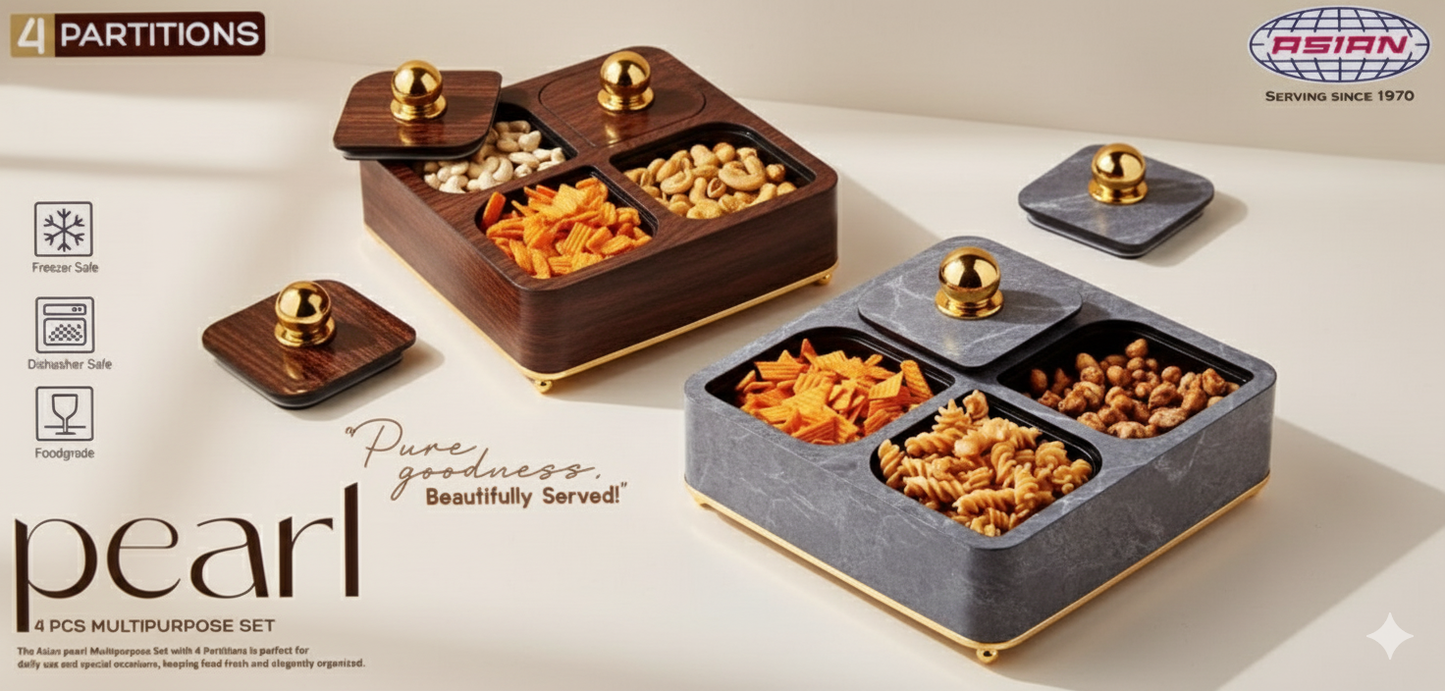 Asian Pearl 4-Piece Multipurpose Dry Fruit & Snack Box