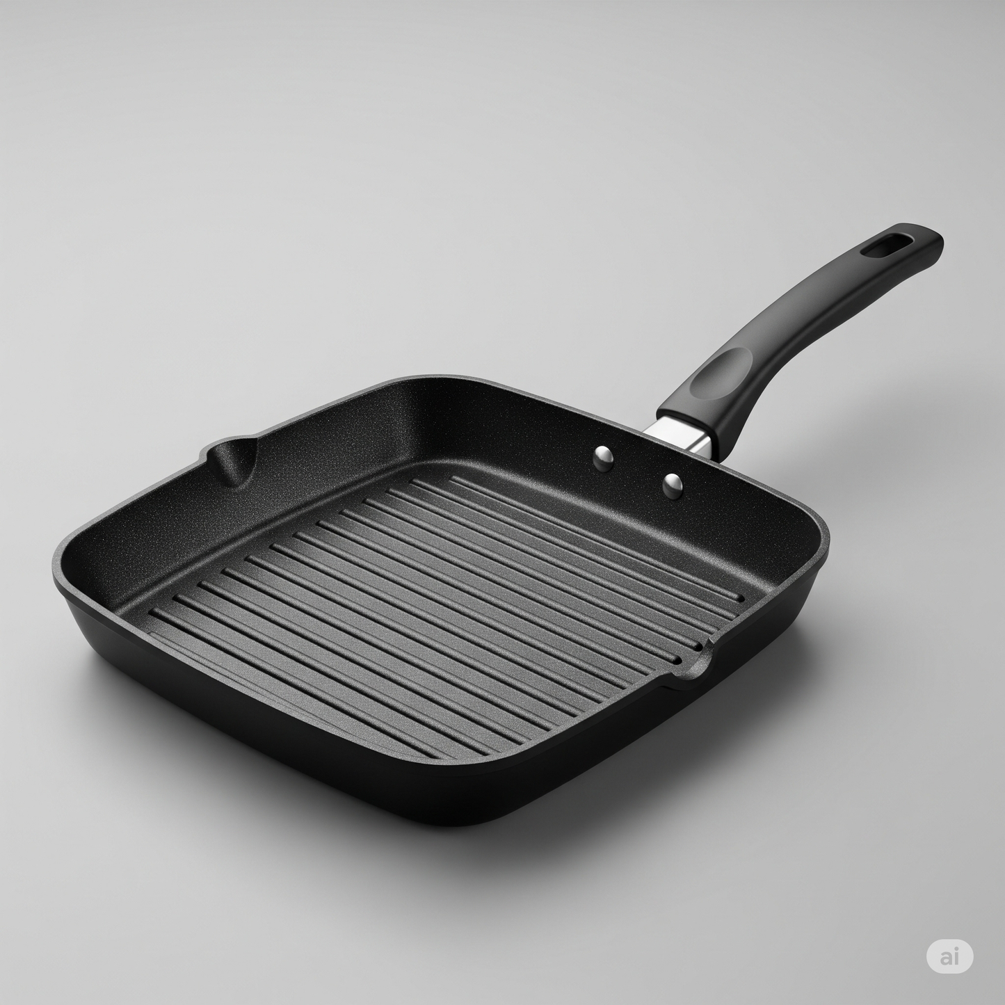 Bright Non-Stick Square Grill Pan – 26cm | 3mm Thick Aluminum Grill Pan with Triple Layer Coating | Free Spatula | ISO Certified | PFOA Free