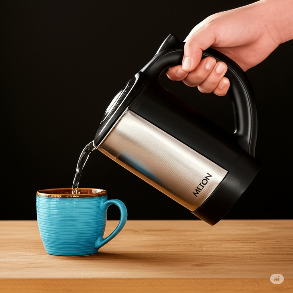 Milton Euroline Insta Travel Electric Kettle 0.5L - Stainless Steel with Auto Cut-Off & Power Saver