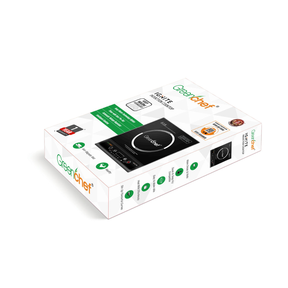 Greenchef IGNITE_ Induction Cooktop (Black, Push Button)