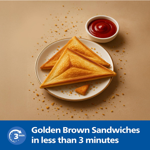 Philips Viva Collection Sandwich Maker HD3000/80 โ Non-Stick XL Plates | 2-Year Warranty
