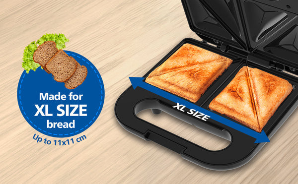 Philips Viva Collection Sandwich Maker HD3000/80 โ Non-Stick XL Plates | 2-Year Warranty