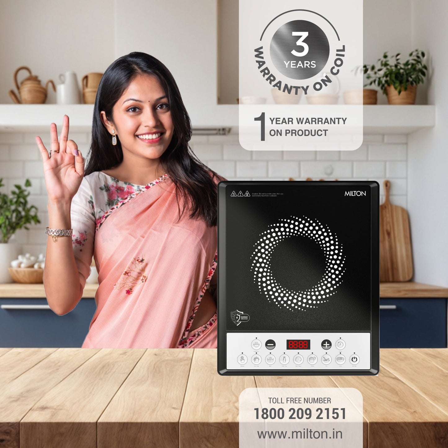 Milton Elio Induction Cooktop (Milton) 1600W