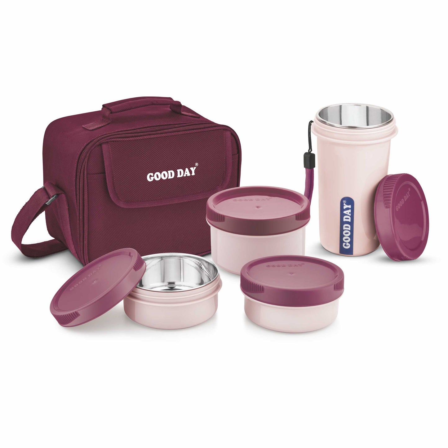 Good Day Easy Meal Combo Steel Lunch Box (Marroon)