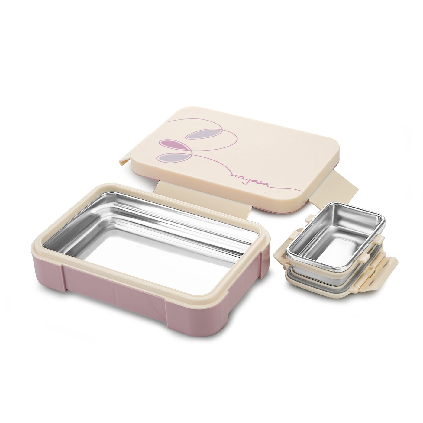 Nayasa Element Insulated Lunchbox | Stainless Steel Inner | Leakproof | Durable | Perfect for School Kids | Off White & Pink