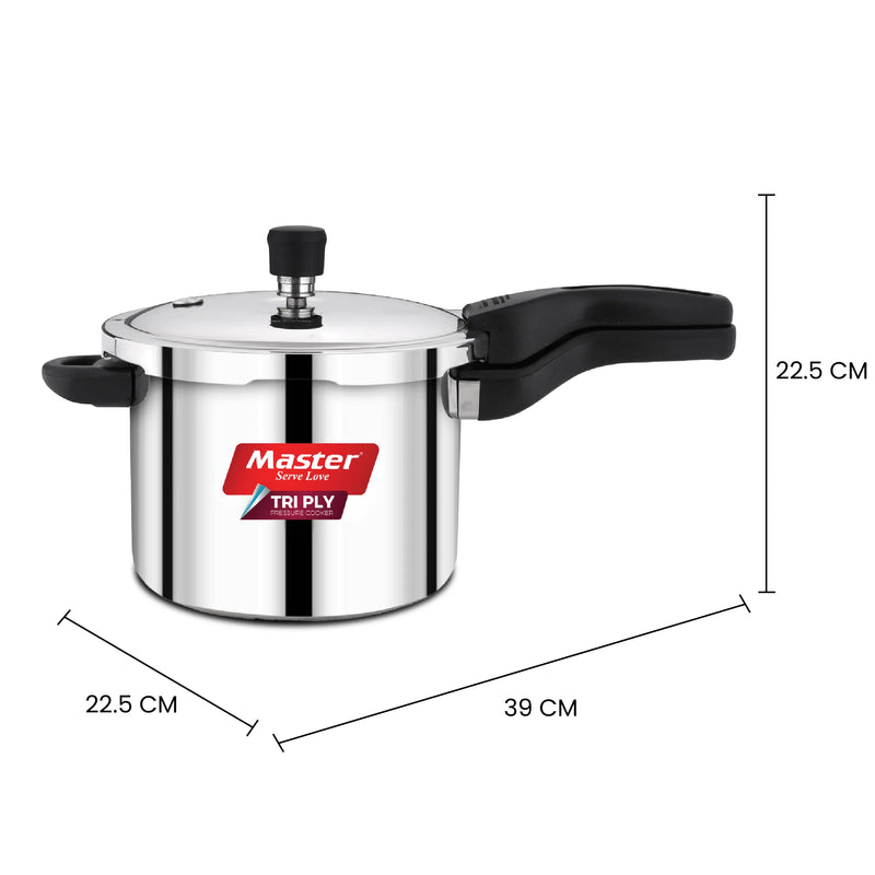 mASTER Nova 5L Tri Ply Flat Outer Lid Pressure Cooker - Induction Base
