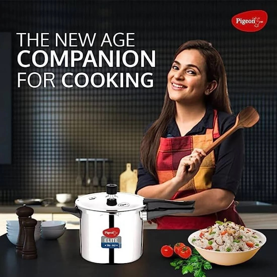 Pigeon Elite Shine and 2 L, 3 L, 5 L Outer Lid Induction Bottom Pressure Cooker (Triply)