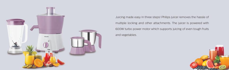 Philips Avenger HL7581 600 Juicer Mixer Grinder (Pink, 3 Jars)