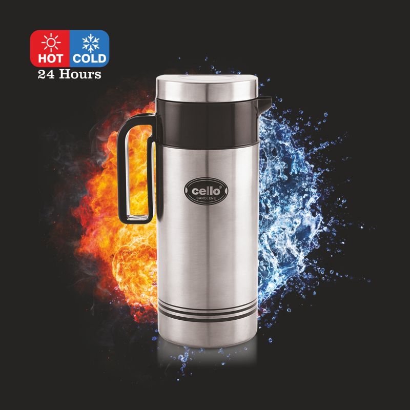 Cello Carolene 350ml Stainless Steel Insulated Tuff Jug | Leak-Proof, BPA-Free, Durable Tuff Steel Flask for Hot & Cold Beverages