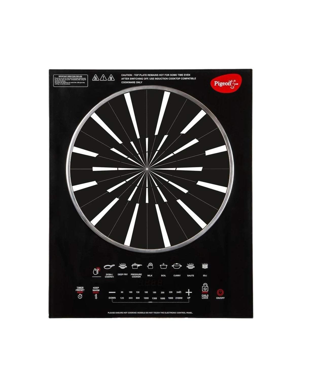 Pigeon Rapido Anti Skid 2100 Watts Induction Cooktop Touch Panel (Black)