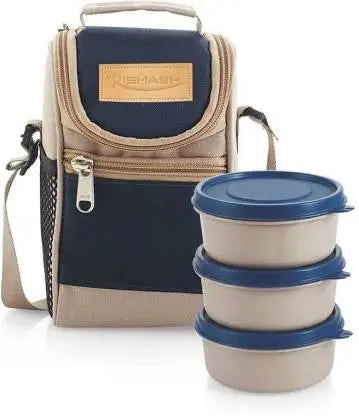 Rishabh Galaxy Stanley 3 Inside Steel Container Microwave Safe and 100% Leak Proof Lunch Box 3 Containers Lunch Box (900 ml, Thermoware)
