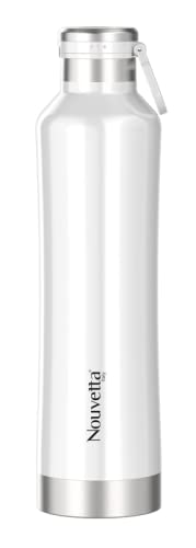 Nouvetta Jet Double Wall Stainless Steel Flask Bottle, 1000 ml - 1LTR, White