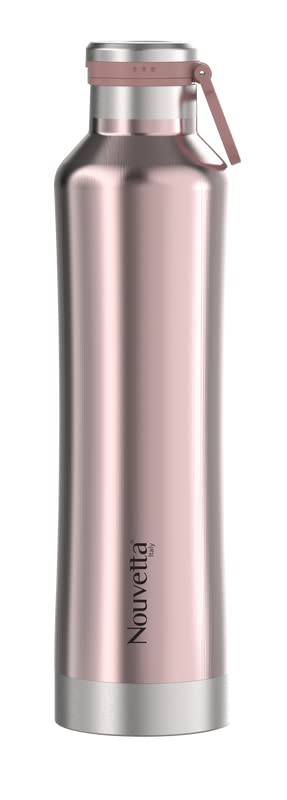 Nouvetta Jet Double Wall Stainless Steel Flask Bottle, 1000 ml - 1LTR, Rose Gold