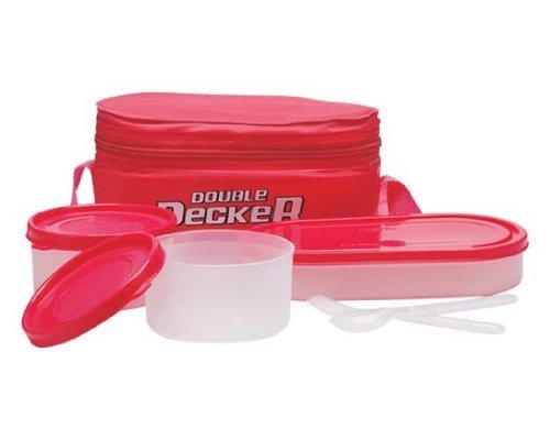 Milton Double Decker Lunch Box, (3 Container) - Red