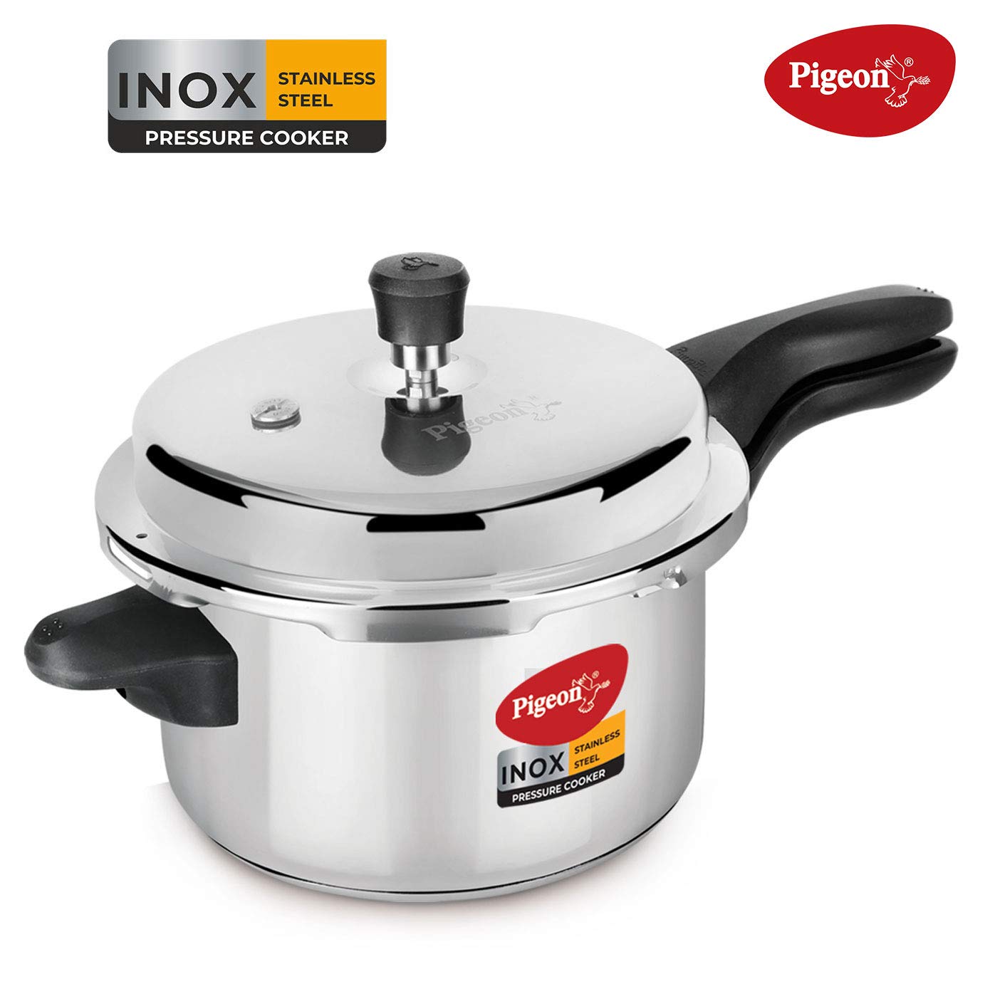 Pigeon INOX Stainless Steel Outer Lid Pressure Cooker with Induction Base. - 5LTR