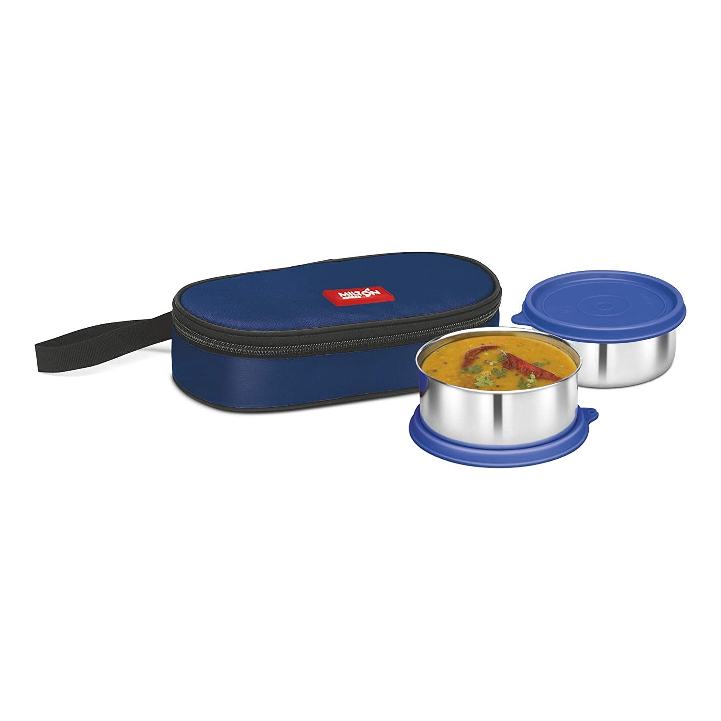Milton Fresh Bite Softline Stainless Steel Lunch Box, 2-Pieces, 350ml - Blue