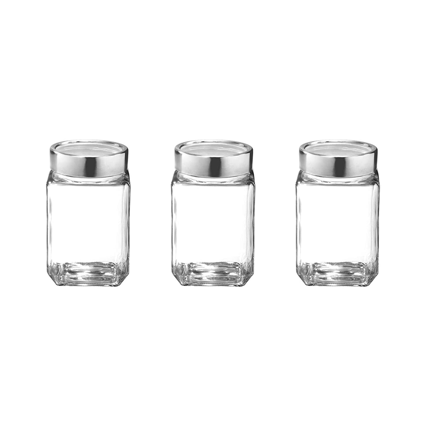 Treo Cube Storage Glass Jar, Set of 3 180 ml, Transparent - 3PCS