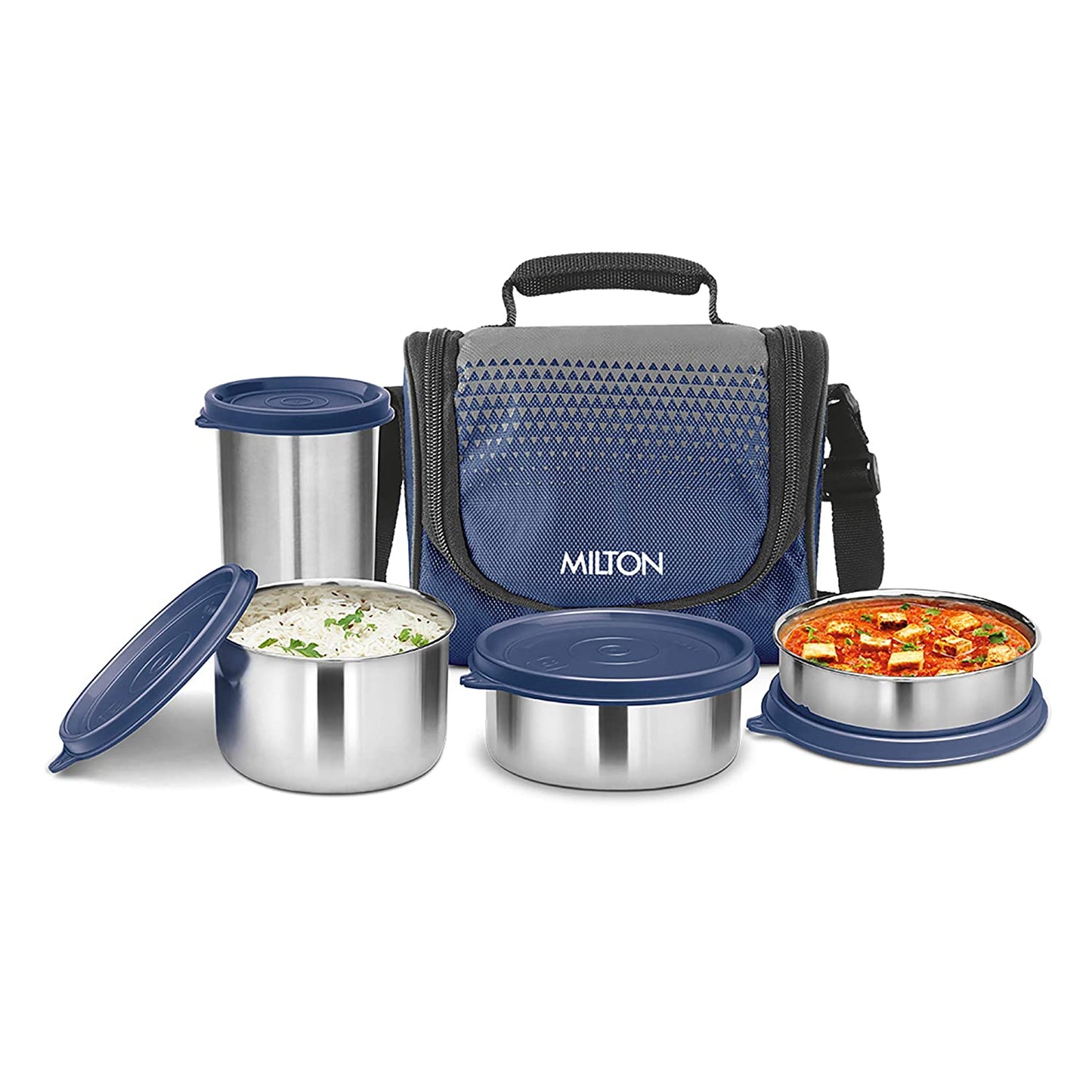 Milton Tasty 3 Stainless Steel Combo Lunch Box with Tumbler - Blue