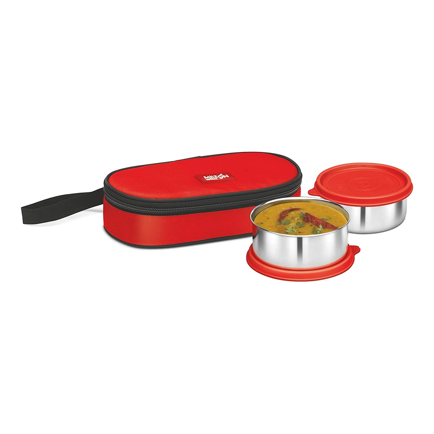 Milton Fresh Bite Softline Stainless Steel Lunch Box, 2-Pieces, 350ml - Red