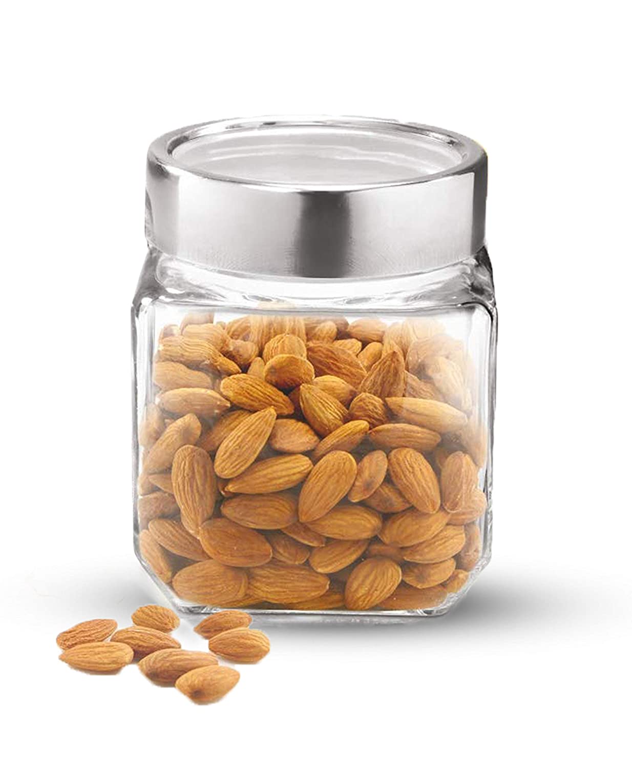 Treo Cube Storage Glass Jar,1 Pc, Transparent - 580ml
