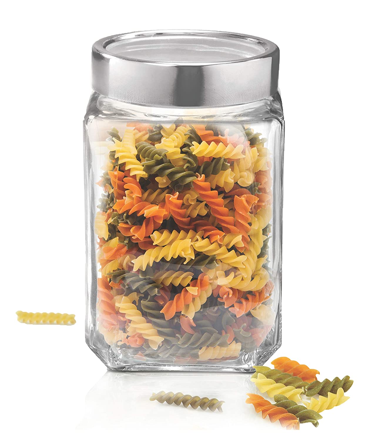 Treo Cube Storage Glass Jar 1 Pc, Transparent - 1200ml