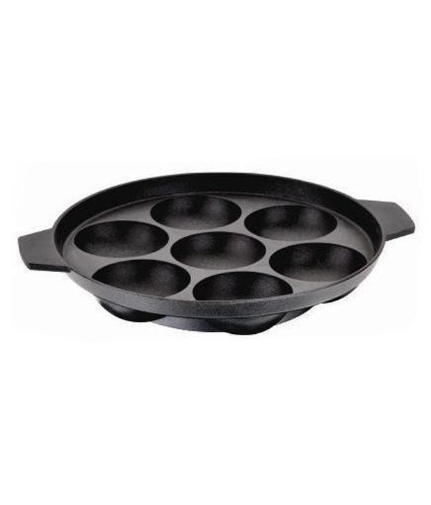 Bright Non Stick Appam Patra With Seven Cavities With Free Wooden Spatula And Plastic Scrubber