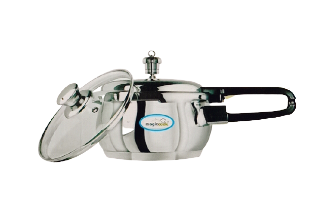 Magiccook (1.5 To 3.5 LTR) Handy Stainless Steel, Triply Induction Sandwich Base Pressure Cooker (Free Extra Glass Lid). - 3.5LTR