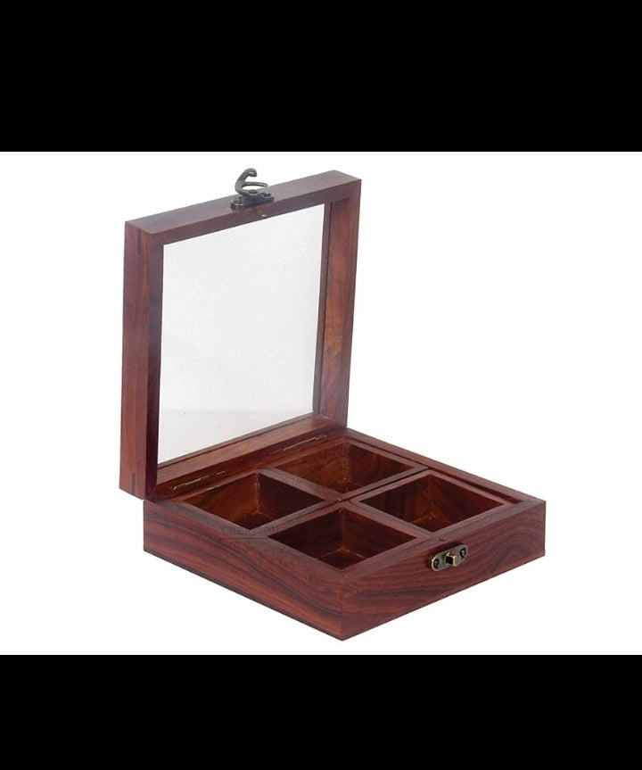 Tibros Wooden Condiment Set-4 Compartments