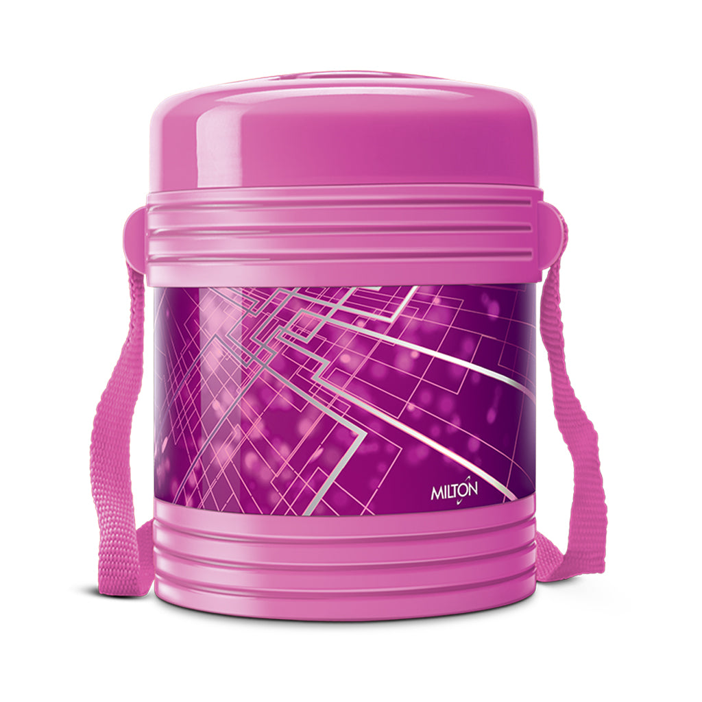 Milton Vector Deluxe 3 Plastic Leak Lock Tiffin Box Set, 3-Pieces - Pink