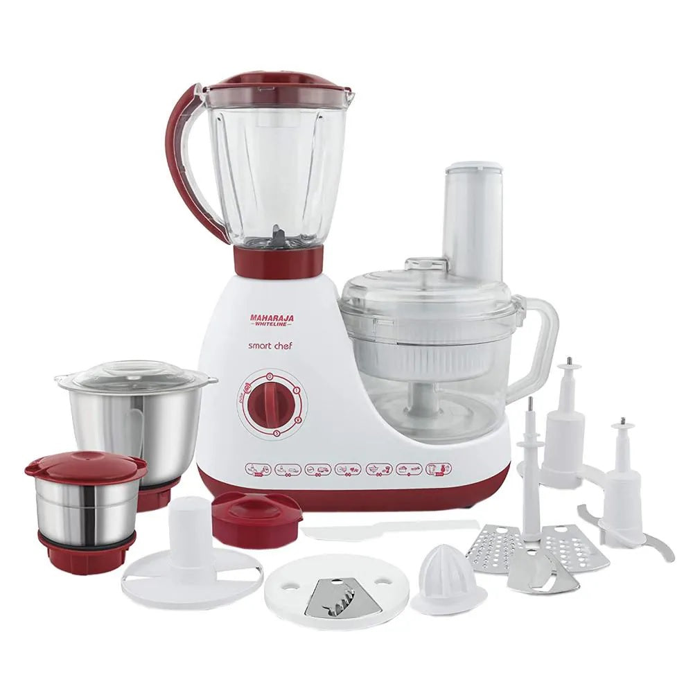 MAHARAJA WHITELINE Smart chef (FP-100) 600 W Food Processor  (White, Red)