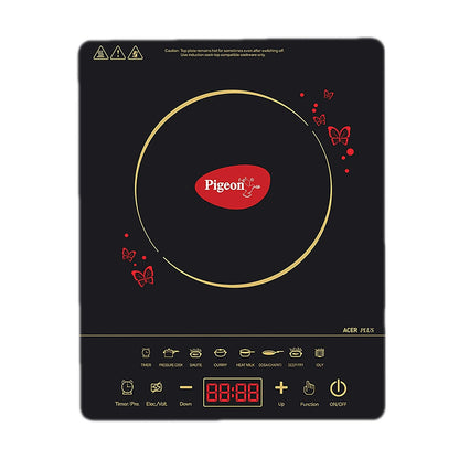 Pigeon By Stovekraft 14429 Acer Plus 1800 Watt Induction Cooktop with Feather Touch Control, Induction Stove comes with 8 Preset Menus and Auto-Shut