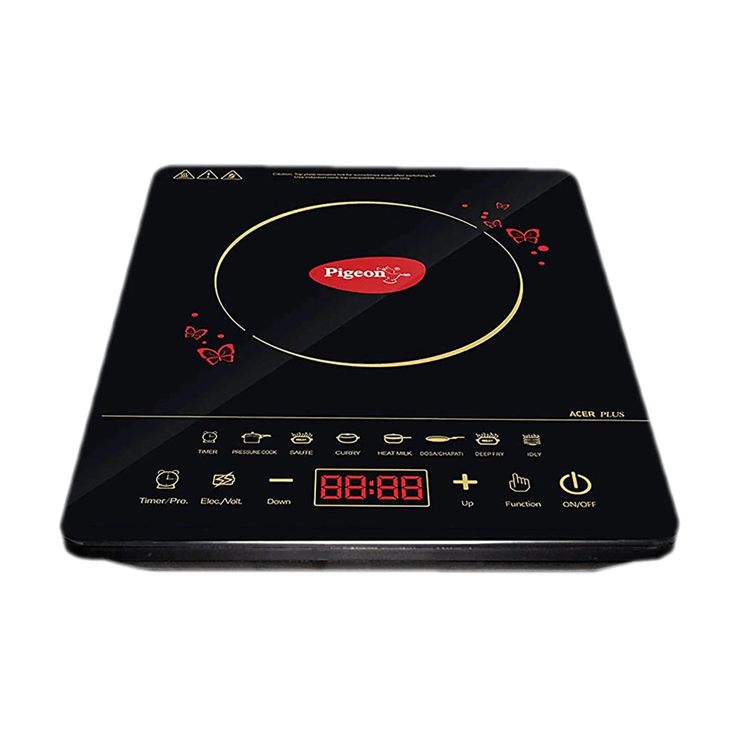 Pigeon By Stovekraft 14429 Acer Plus 1800 Watt Induction Cooktop with Feather Touch Control, Induction Stove comes with 8 Preset Menus and Auto-Shut