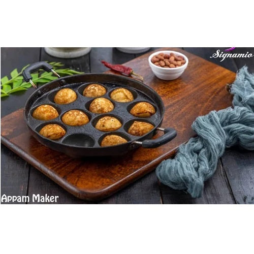 Tejas 12 Cavities Non Stick Appam Patra with Lid (Paniyarrakal/Paniyaram/Appam Pan/Maker/Cake Maker Pan