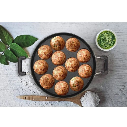 Tejas 12 Cavities Non Stick Appam Patra with Lid (Paniyarrakal/Paniyaram/Appam Pan/Maker/Cake Maker Pan