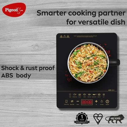 Pigeon By Stovekraft 14429 Acer Plus 1800 Watt Induction Cooktop with Feather Touch Control, Induction Stove comes with 8 Preset Menus and Auto-Shut