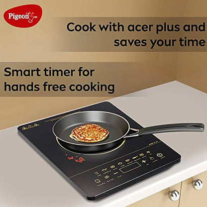 Pigeon By Stovekraft 14429 Acer Plus 1800 Watt Induction Cooktop with Feather Touch Control, Induction Stove comes with 8 Preset Menus and Auto-Shut