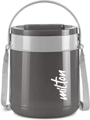 MILTON Classic Stainless Steel Tiffin With Lifter, 3 Container, 300 ml Each, Black | PU Insulated | Food Grade | Easy To Carry | Hot & Cold | Office | Outdoors | Food Grade