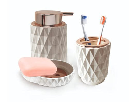Jaypee Plus Moondrops 3 pc Hygiene Set with Soap Dispenser 250ml, Toothbrush Holder, Soap Dish Set of 3